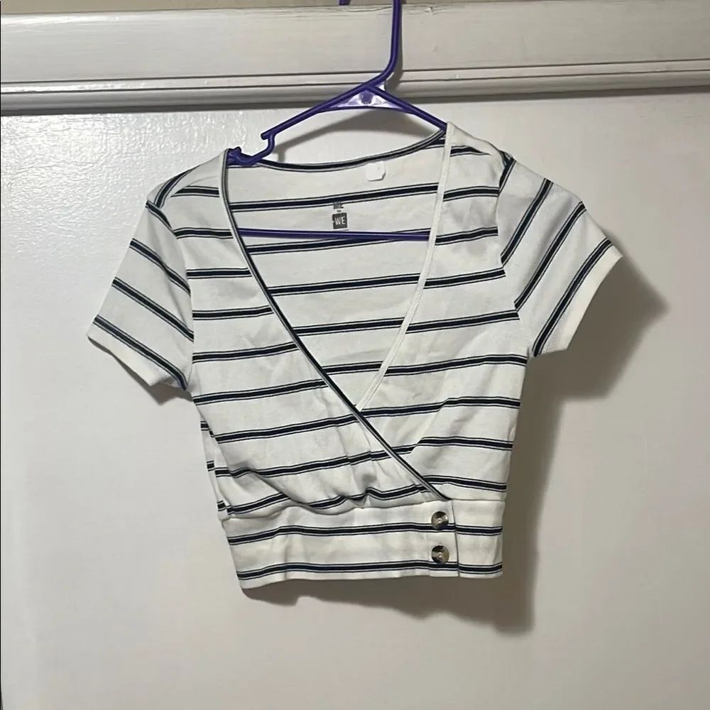 Striped Wrap Crop Top size small